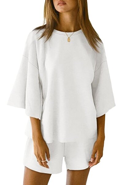 GENERAL Tankaneo Womens Pajama Sets 3/4 Sleeve Oversized Tops & Loose Fit Sho...