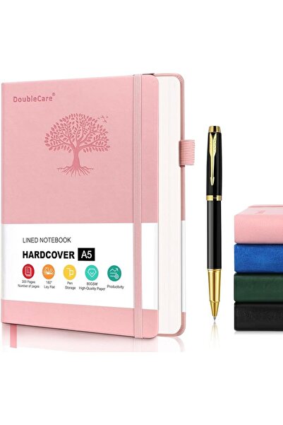 DoubleCare 300 Pages Hardcover Notebook,A5 Leather Thick College Ruled Journa...