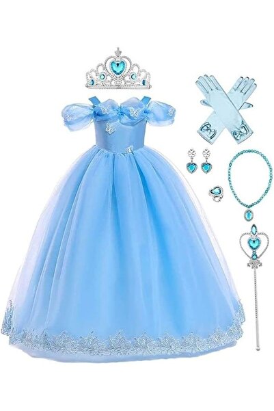 MAKINGTEC Cindrella Princess Costume For Girl With Accessories, Cinderella Dr...