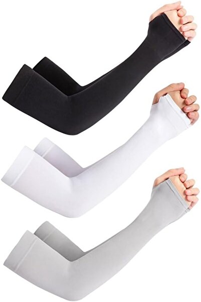 SOWUGI 3 Pair Long Arm Sleeves Ice Silk Sunscreen Arm Sleeves Sun UV Protection