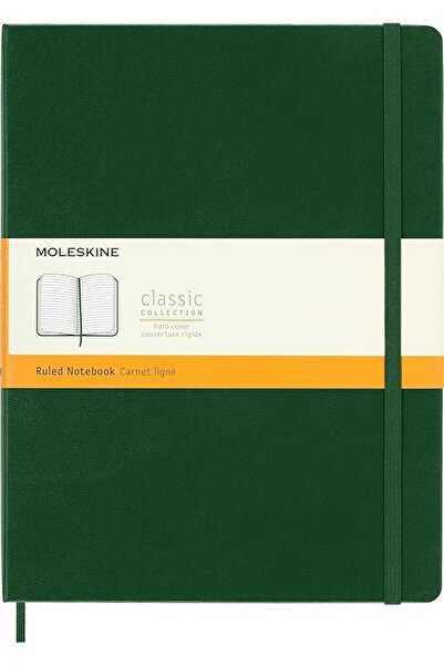 Moleskine دفتر ملاحظات كبير الحجم، مسطر، أخضر مرتل، غلاف صلب (7.5 × 9.75)