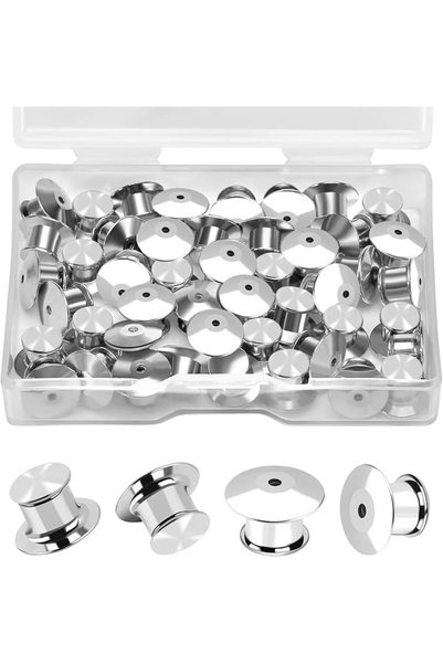 Paporich 30 PcsLocking Pin Back Locking Pin Keeper Clasp,Metal Pin Backing fo...