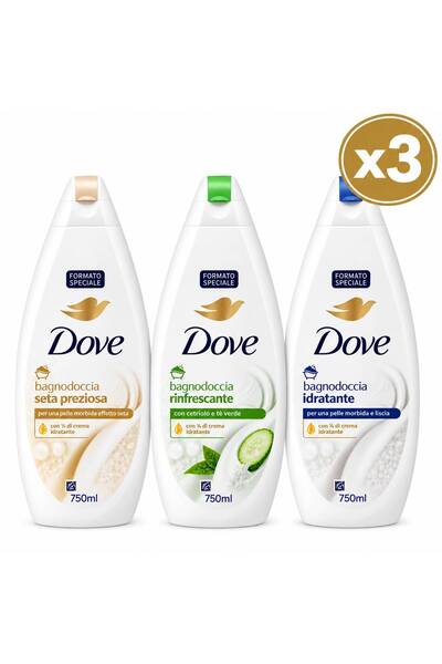 Dove Σετ 3x 750 ml αφρόλουτρο αγγούρι+κλασικό+πολύπλορτο
