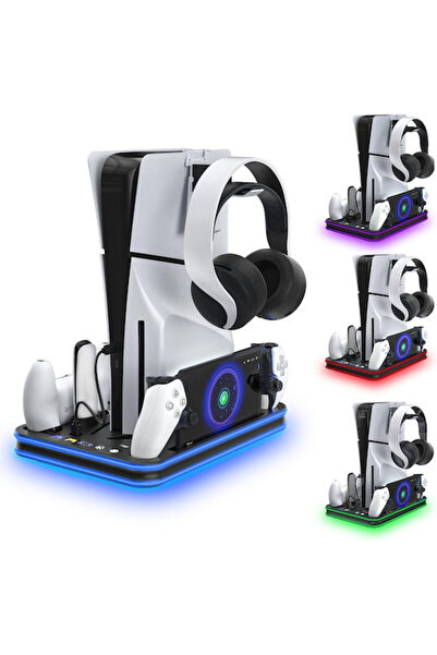 Jys Βάση Φόρτισης PS5 PS5 Slim & PS Portal με Ψύξη RGB Jys-p5225 Μαύρο