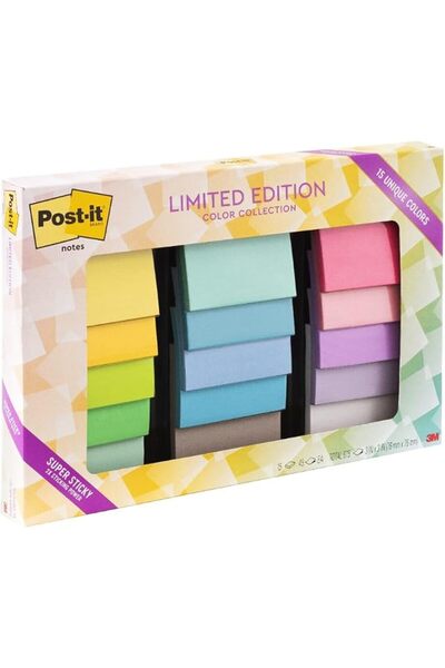 Post it Gift ملاحظات لاصقة إصدار محدود، مجموعة ألوان فائقة الالتصاق، مقاس 3×3...