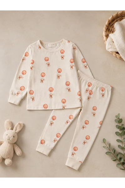 Lunalin 1 Tog / Balonlu Tavşan Bebek Organik Pijama