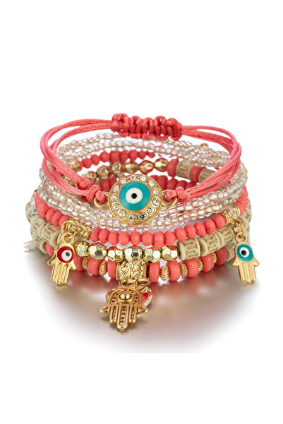 Choice 4 6Pcs/set Bohemian Evil Eye Bracelet Set For Women Fatima Hand Heart ...