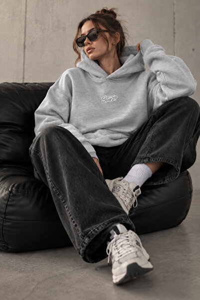 HAI COLLECTİON Women's 3 Thread Oversize Hoodie – Minimal Printed Hooded Swea...