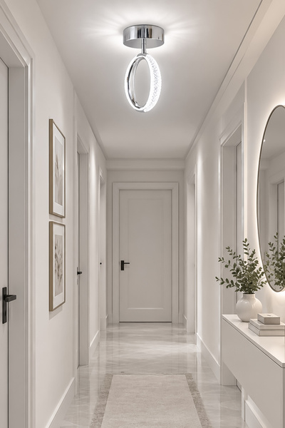 Turanconcept Defne Tekli Plafonyer Modern Led Avize Kristal Görünüm(Beyaz Işı...