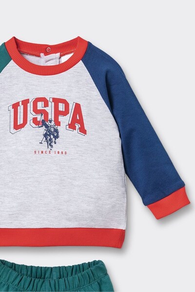 U.S. Polo Assn. U.S. Polo Assn Baby Boy Printed 2-Piece Tracksuit Set Gray