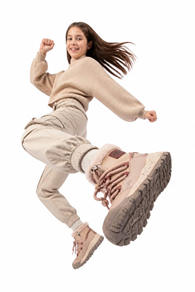 ByCukurovaFrango Anatomical Zippered Lace-Up Girls' Pink Casual Boots Shoes
