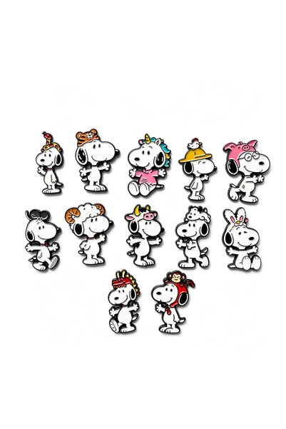 BANDAI 12pcs Brooches 12pcs Cute Puppy Dog Lapel Brooches Chinese Zodiac Seri...