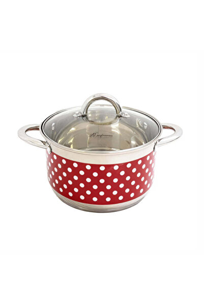 AT Performance Set Oale din inox 3 Piese cu Capace din Sticlă – Design cu Buline, Compatibile cu Toate Sursele de