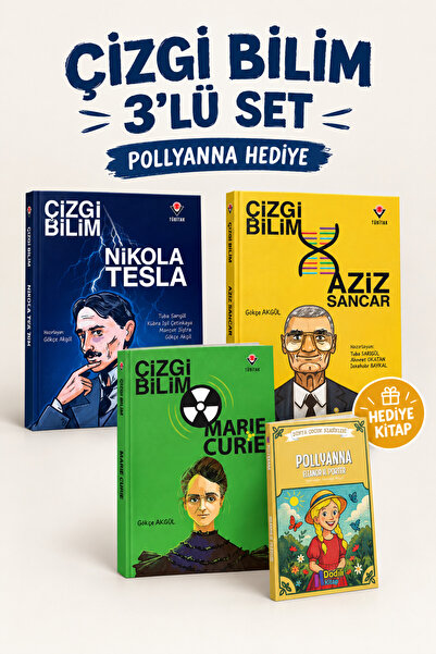 Tübitak Yayınları Çizgi Bilim Seti Aziz Sancar - Nikola Tesla - Marie Curie P...