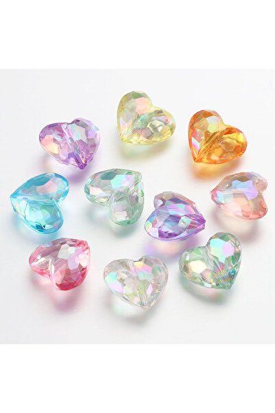 Choice Mixed 20pcs Acrylic Love Heart Beads Shiny Crystal Loose Spacer Beads ...