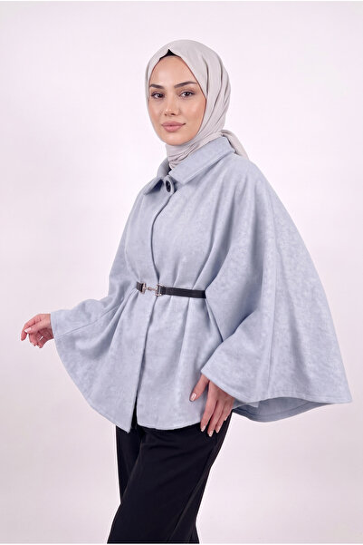 ECOTİQUE Hijab Thin Cashmere Poncho Belted Cape - Hijab Tunic