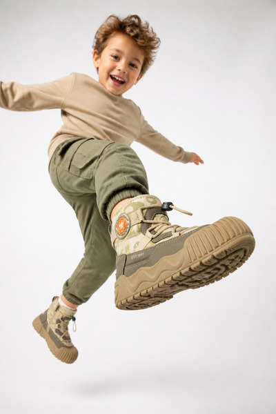 ByCukurovaFrango Lace-Up Zippered Boys' Beige Anatomical Casual Boots Shoes