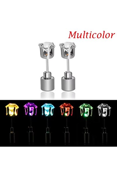 Choice Multicolor 1Pair LED Light Up Flashing Stud Earrings Color Changing Lu...