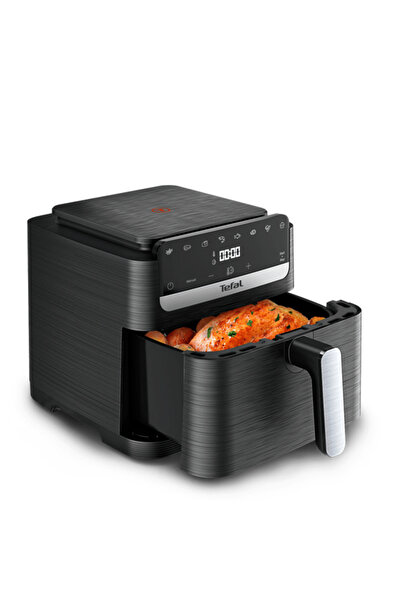 TEFAL مقلاة هوائية رقمية من إيزي فراي، سعة 7.5 لتر، 2020 واط، أسود وفضي - EY8...