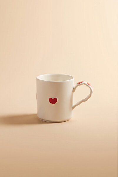 Karaca Sweetheart Kalp Detaylı Kupa Beyaz 480 ml