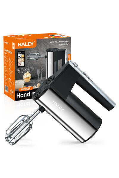 HALEY Mixer de Mână din Inox 500W – 5 Viteze, Silențios, Motor Puternic, Accesorii Incluse