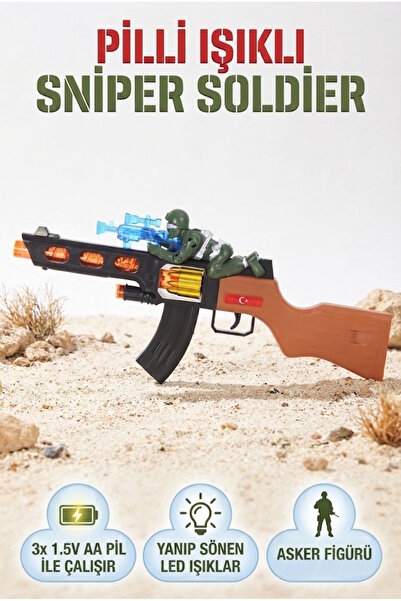 Tıfıl Toys Dürbünlü Tüfek Asker Temalı Işıklı ve Pilli Işıklı Namlulu Eğlence...