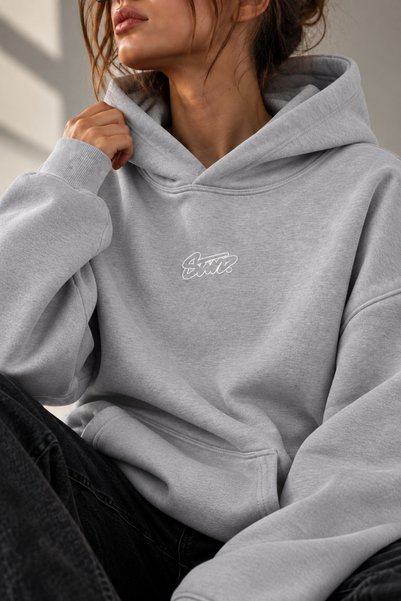 HAI COLLECTİON Women's 3 Thread Oversize Hoodie – Minimal Printed Hooded Sweatshirt