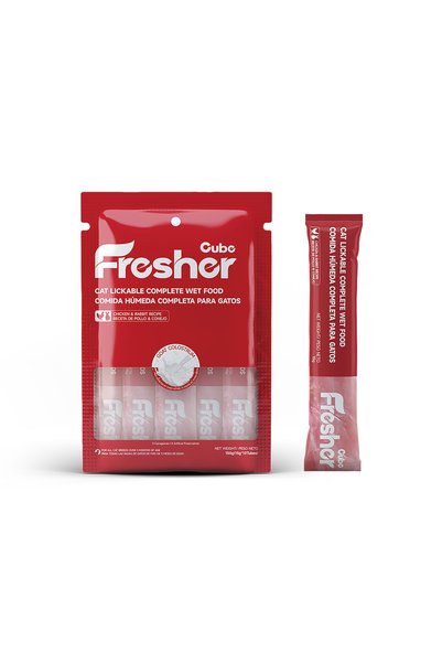 Cube Fresher Cat Lickable Complete Wet Food for All Life Stages, Chicken & Ra...