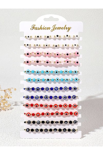 Choice 12pcs 12pcs New Evil Eye Square Crystal Bracelet Handmade Prayer Bangl...