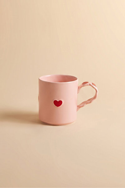 Karaca Sweetheart Kalp Detaylı Kupa Pembe 480 ml