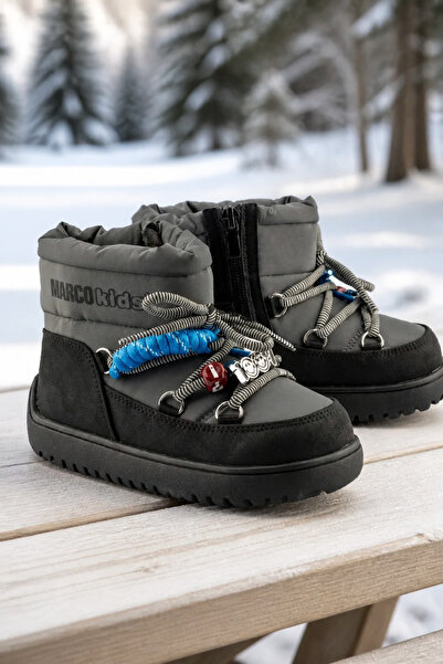 ByCukurovaFrango Stylish Anatomical Boys' Black Zippered Lace-Up Casual Boots...