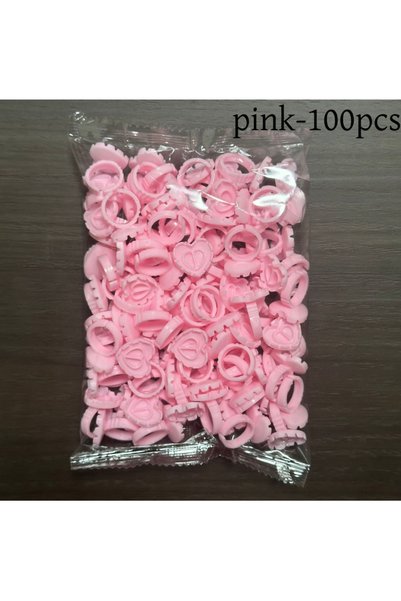 Choice pink-100pcs 100/300pcs Heart Disposable Eyelash Glue Fan Cup Rings Hol...