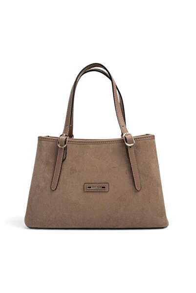 Silver Polo Vizon - Latte Suede Women's Handbag Sp1252