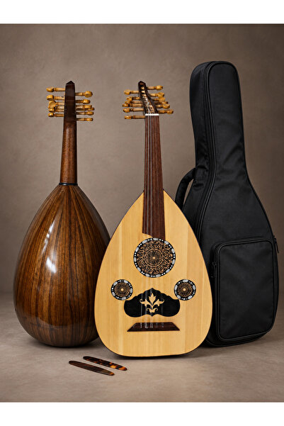 KARAZ MUSIC Beginner Musical Instrument Semi-Lux Mahogany Oud with Case and T...
