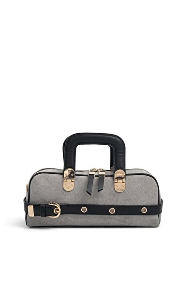 Silver Polo Smoked - Black Suede Women's Handbag Sp1258