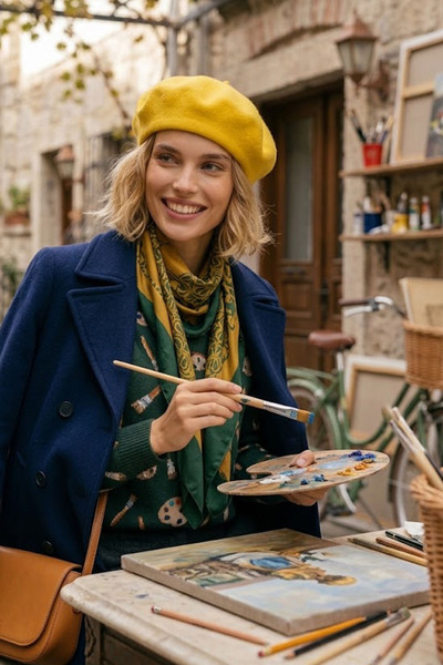 Ritagarcia Kadın Keçe Ressam Beresi 2'li Set Klasik Fransız Bere İkili Paket