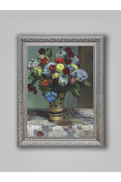 WoodyArts Colorful Lilacs Gray Antique Framed Decorative Living Room Wall Pai...