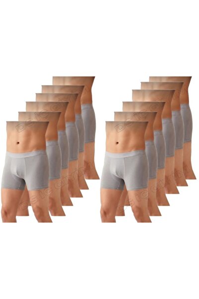 Yıldız Çamaşır 41 Men's Modal Lycra Gray Boxer Shorts 12 Pieces