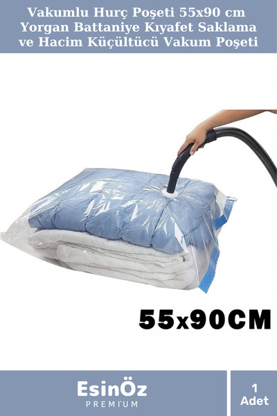 EsinÖz #Hurç Vakumlu Hurç Poşeti 55x90 cm Yorgan Battaniye Kıyafet Saklama ve...