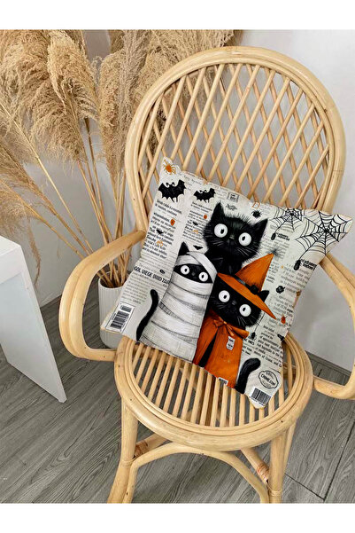 Filamente Çift Taraflı Dijital Baskı Kırlent Kılıfı - Sonbahar / Autumn / Halloween Seri