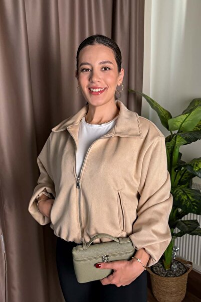 Notta Butik Bej Süet Bomber Ceket