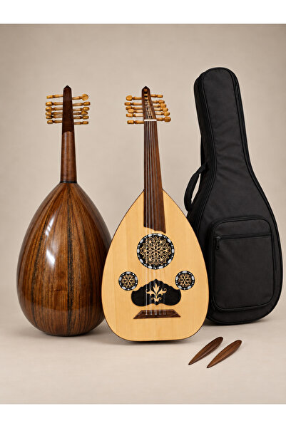 KARAZ MUSIC Beginner Musical Instrument Semi-Lux Mahogany Oud with Case and T...