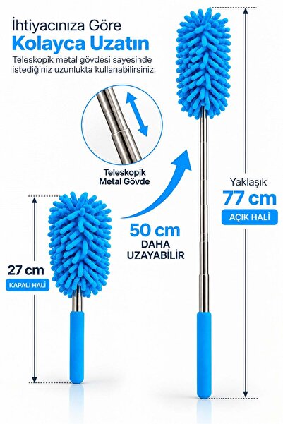 omilife Mikrofiber Makarna Mop Toz Alma Paspası Tüy Toplayıcı Çok Amaçlı Temizlik Mopu