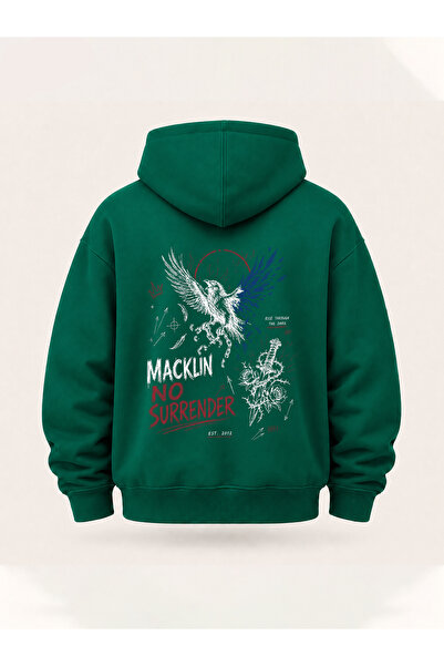 macklin سويت شيرت بقلنسوة للجنسين، تصميم No Surrender مطبوع، مقاس كبير، 3 خيو...