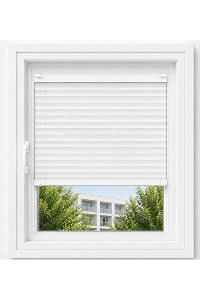 sineklikstore Beyaz Plise Katlanır Cam Balkon Perdesi - Ofis Perdesi - Mutfak...