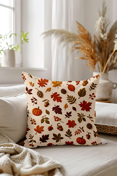 Filamente Çift Taraflı Dijital Baskı Kırlent Kılıfı - Sonbahar / Autumn Seri