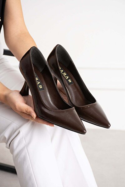 dabab shoes Belen Brown Women's Wrinkled Patent Leather Pointed Toe 7 cm Thin...