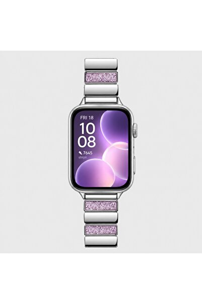 Alstrap Huawei Watch Fit 5/Fit 4/Fit 3 Uyumlu Sim Detaylı Metal Bakla Kordon ...