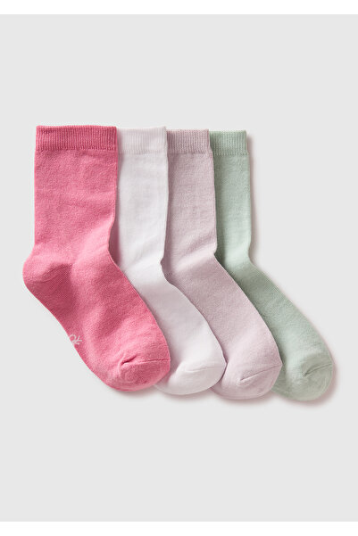 United Colors of Benetton Boy's pink mix k_colorful 4-pack socks