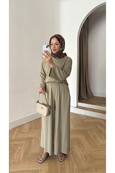 QUWİQ Pantaloni de damă cu pliuri și buzunare, set hijab